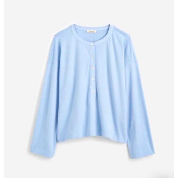 Madewell Womens Relaxed Henley Long Sleeve Top Peri Blue XL Minimalist NWTD - Picture 1 of 9